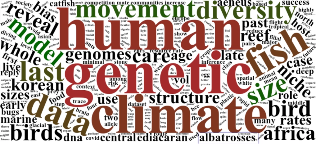 Word cloud from the titles of our publications